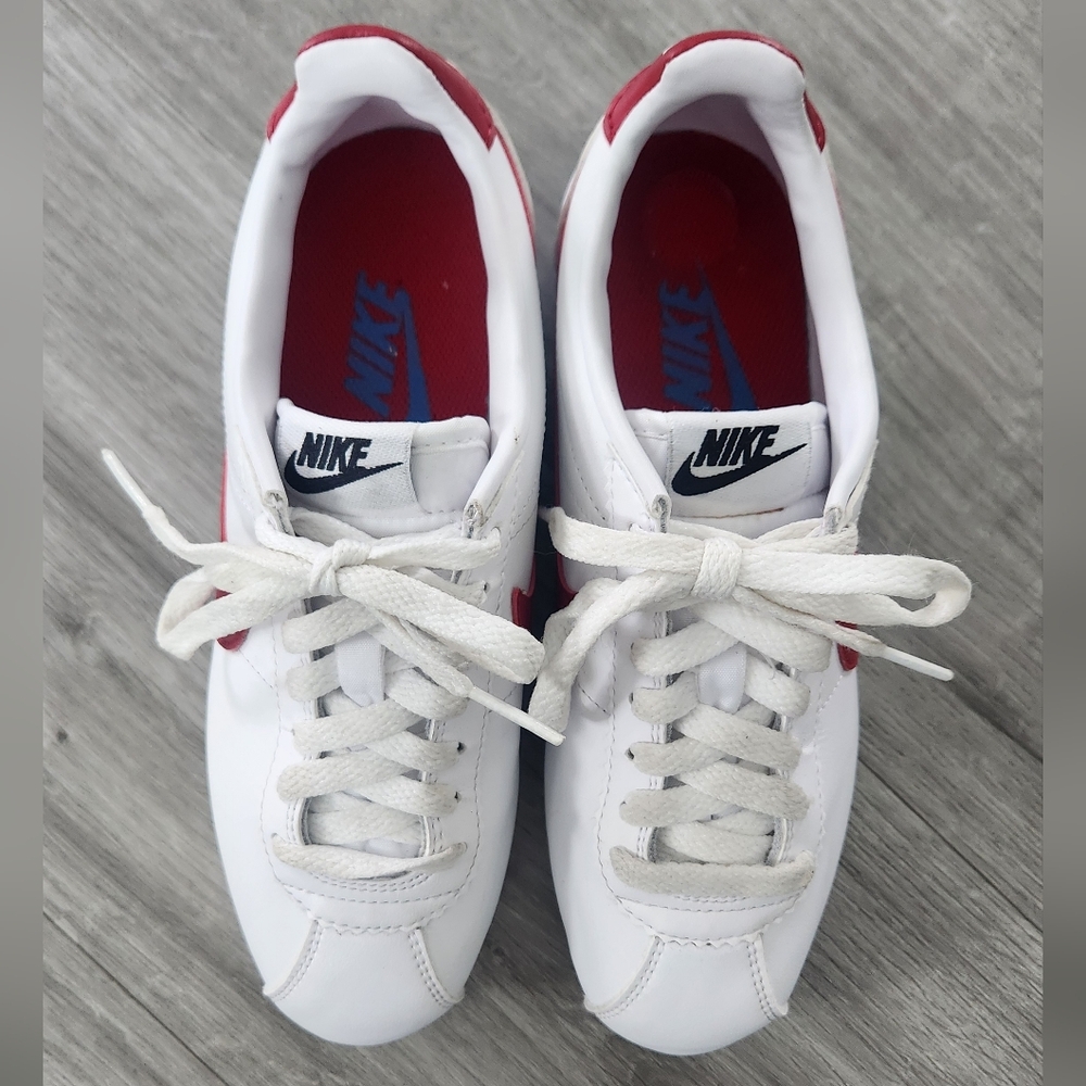 Nike Womens Classic Cortez White Varsity Red Blue 'Forest Gump' Size 5.5 Womens - Picture 11 of 13